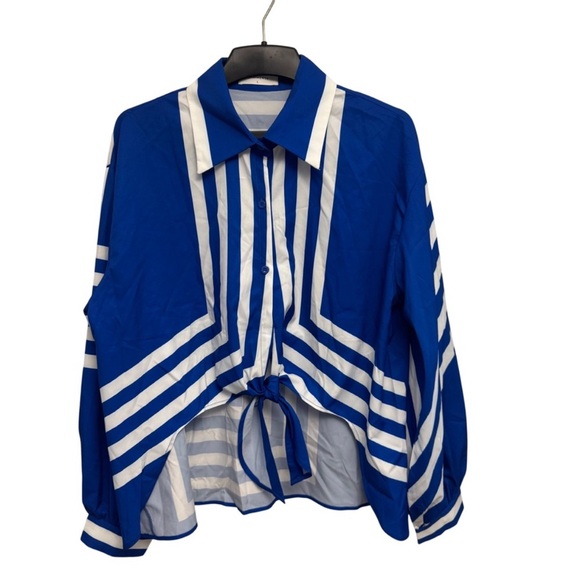 Commense Blue & White Geometric Wide-Leg Set - Picture 3 of 6